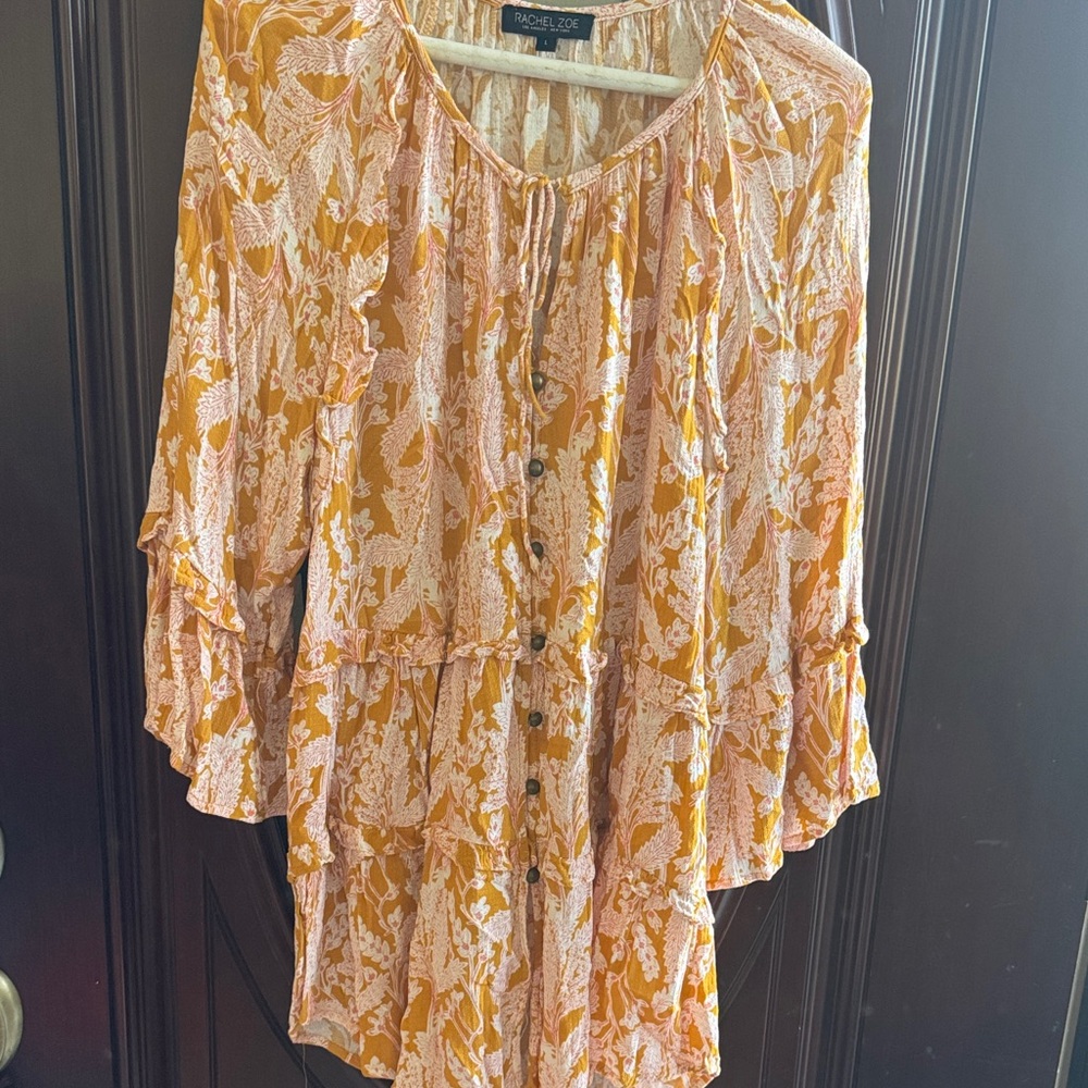 Rachel Zoe Orange and Cream Blouse